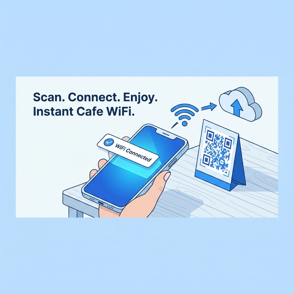 Phone scanning a WiFi QR Code to connect instantly